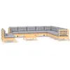 Image de Vidaxl Salon De Jardin 11 Pcs Avec Coussins Gris Bois De Pin Solide