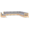 Image de vidaXL Salon de jardin 11 pcs avec coussins gris Bois de pin solide3096850