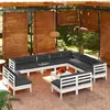 Image de Vidaxl Salon De Jardin 13 Pcs Avec Coussins Blanc Bois De Pin Solide