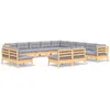 Image de Vidaxl Salon De Jardin 13 Pcs Avec Coussins Gris Bois De Pin Massif