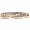 Image de Vidaxl Salon De Jardin 14 Pcs Avec Coussins Gris Bois De Pin Solide