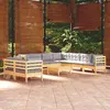 Image de vidaXL Salon de jardin 10 pcs avec coussins gris Bois de pin massif
