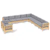 Image de Vidaxl Salon De Jardin 11 Pcs Avec Coussins Gris Bois De Pin Solide