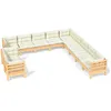 Image de Vidaxl Salon De Jardin 11 Pcs Avec Coussins CrÃ¨me Bois De Pin Solide