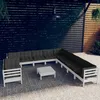 Image de Vidaxl Salon De Jardin 12 Pcs Avec Coussins Blanc Bois De Pin Solide