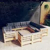 Image de vidaXL Salon de jardin 11 pcs avec coussins gris bois de pin solide