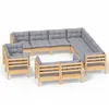 Image de Vidaxl Salon De Jardin 11 Pcs Avec Coussins Gris Bois De Pin Solide