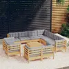 Image de vidaXL Salon de jardin 12 pcs avec coussins gris Bois de pin solide