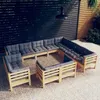 Image de vidaXL Salon de jardin 12 pcs avec coussins gris bois de pin solide