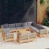 Image de vidaXL Salon de jardin 13 pcs avec coussins gris Bois de pin solide