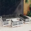 Image de vidaXL Salon de jardin 13 pcs avec coussins blanc bois de pin solide3096954