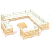 Image de Vidaxl Salon De Jardin 14 Pcs Avec Coussins CrÃ¨me Bois De Pin Solide