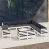 Image de vidaXL Salon de jardin 14 pcs avec coussins blanc bois de pin solide3096966