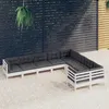 Image de vidaXL Salon de jardin 9 pcs avec coussins blanc bois de pin