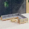 Image de vidaXL Salon de jardin 10 pcs avec coussins gris Bois de pin3096988
