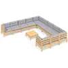 Image de Vidaxl Salon De Jardin 12 Pcs Avec Coussins Gris Bois De Pin