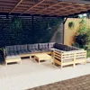 Image de Vidaxl Salon De Jardin 11 Pcs Avec Coussins Gris Bois De Pin