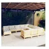 Image de vidaXL Salon de jardin 11 pcs avec coussins crème bois de pin3097043