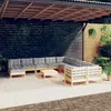 Image de vidaXL Salon de jardin 12 pcs avec coussins gris Bois de pin