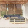 Image de Vidaxl Salon De Jardin 12 Pcs Avec Coussins Gris Bois De Pin Massif