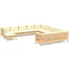 Image de vidaXL Vidaxl Salon De Jardin 12 Pcs Avec Coussins Crème Bois De Pin