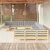 Image de vidaXL Salon de jardin 13 pcs avec coussins gris bois de pin