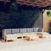 Image de vidaXL Salon de jardin 8 pcs avec coussins gris bois de pin