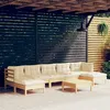 Image de vidaXL Salon de jardin 8 pcs avec coussins crème bois de pin