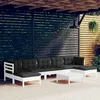 Image de Vidaxl Salon De Jardin 8 Pcs Avec Coussins Blanc Bois De Pin