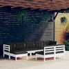 Image de Vidaxl Salon De Jardin 9 Pcs Avec Coussins Blanc Bois De Pin