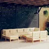 Image de Vidaxl Salon De Jardin 10 Pcs Avec Coussins CrÃ¨me Bois De Pin