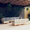 Image de vidaXL Salon de jardin 10 pcs avec coussins gris bois de pin