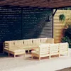 Image de Vidaxl Salon De Jardin 11 Pcs Avec Coussins CrÃ¨me Bois De Pin