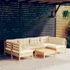 Image de Vidaxl Salon De Jardin 7 Pcs Avec Coussins CrÃ¨me Bois De Pin Massif