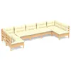 Image de Vidaxl Salon De Jardin 7 Pcs Avec Coussins CrÃ¨me Bois De Pin Massif