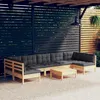 Image de vidaXL Salon de jardin 8 pcs avec coussins gris Bois de pin massif