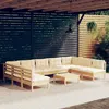 Image de vidaXL Salon de jardin 10 pcs avec coussins crème bois de pin massif3097181