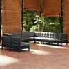 Image de vidaXL Salon de jardin 9 pcs avec coussins gris Bois de pin solide
