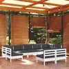 Image de Vidaxl Salon De Jardin 9 Pcs Avec Coussins Blanc Bois De Pin Massif