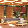 Image de vidaXL Salon de jardin 10 pcs avec coussins gris Bois de pin massif