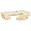 Image de Vidaxl Salon De Jardin 12 Pcs Avec Coussins CrÃ¨me Bois De Pin Massif