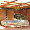 Image de Vidaxl Salon De Jardin 13 Pcs Avec Coussins Gris Bois De Pin Massif