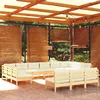 Image de vidaXL Salon de jardin 13 pcs avec coussins crème Bois de pin massif