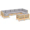 Image de Vidaxl Salon De Jardin 9 Pcs Avec Coussins Gris Bois De Pin Solide