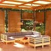Image de vidaXL Salon de jardin 10 pcs avec coussins gris Bois de pin massif