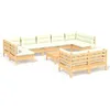 Image de Vidaxl Salon De Jardin 10 Pcs Avec Coussins CrÃ¨me Bois De Pin Massif