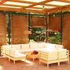 Image de vidaXL Salon de jardin 12 pcs avec coussins crème Bois de pin massif3097265