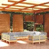 Image de vidaXL Salon de jardin 12 pcs avec coussins gris bois de pin massif