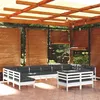Image de vidaXL Salon de jardin 12 pcs avec coussins blanc bois de pin massif