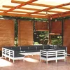 Image de vidaXL Vidaxl Salon De Jardin 12 Pcs Avec Coussins Blanc Bois De Pin Solide
